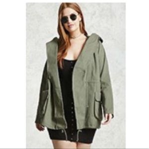 Plus Size Draped Hood Olive Jacket NWT